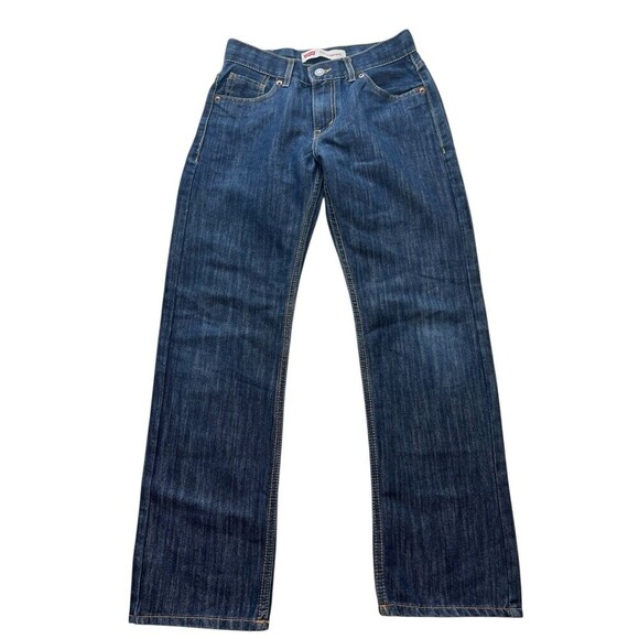 Levis 514 Jeans Boys Size 12 Reg 26x26 Straight Adjustable Blue Stretch Denim - Picture 1 of 6